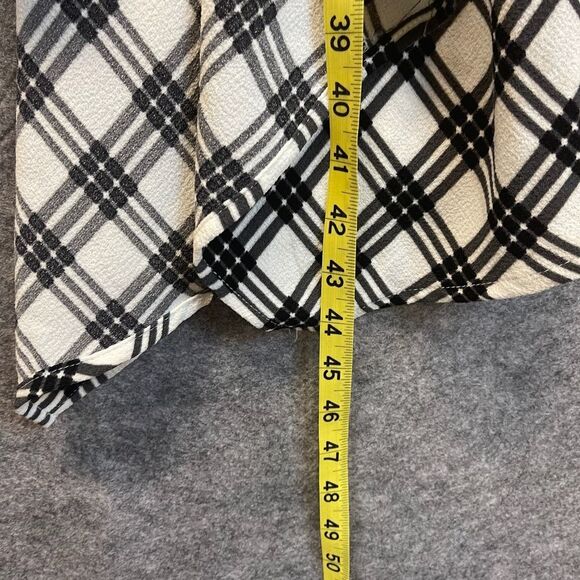 ELLE Black White Plaid Fit & Flare Dress Handkerchief Hem Size Large Zipper EUC - Picture 7 of 15